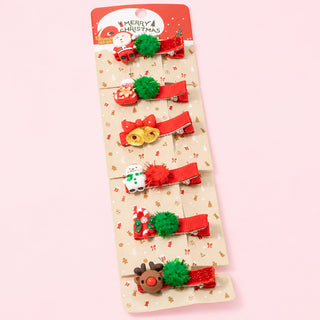 6Pc Festive Christmas Theme Hair Clip Set