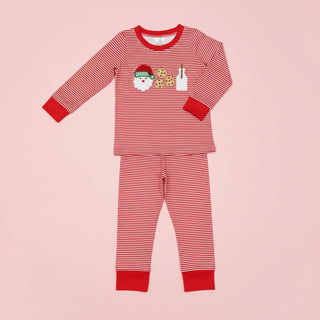 Santa's Milk & Cookies Appliqué Boys Pajamas
