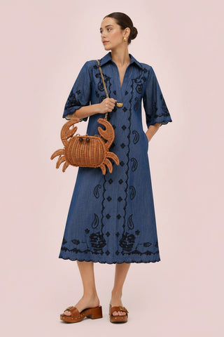 Sebastian Woven Straw Crab Clutch