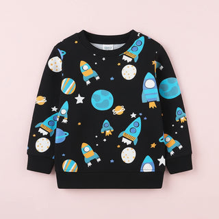 Cartoon Print Long Sleeve Sweatshirt for Boys