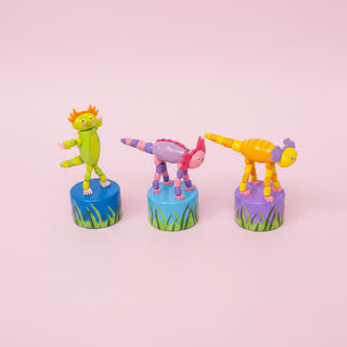 Colorful Axolotl Push Puppets