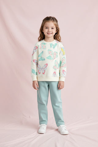 Cute Butterfly Print Long Sleeve Sweatshirt for Girls