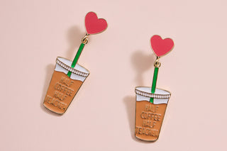 Half Coffee and Half Teacher Enamel Post Earrings