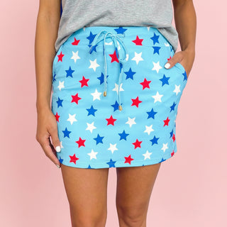 Patriotic Star Beaded Drawstring Mini Skort | S-XL