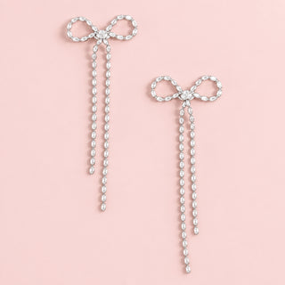 Bow Chain Fringe Tassel Drop Earrings