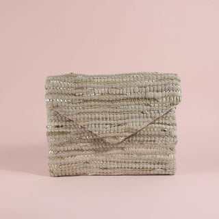 Artisan Woven Metallic Thread Envelope Clutch