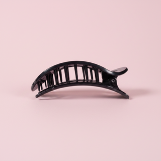 Black Polka Dot Party Medium Flat Round Hair Clip