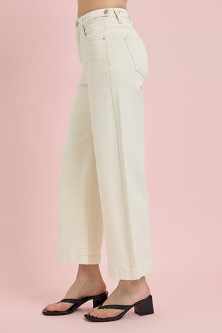 Risen Tummy Control High Rise Crop Wide Adjustable Waistband Pants
