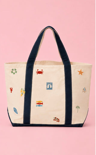 Embroidered icon tote bag