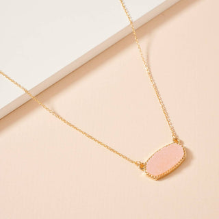 Druzy Stone Charm Short Necklace