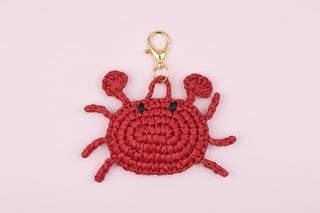 Red Crab Woven Raffia Keychain Charm