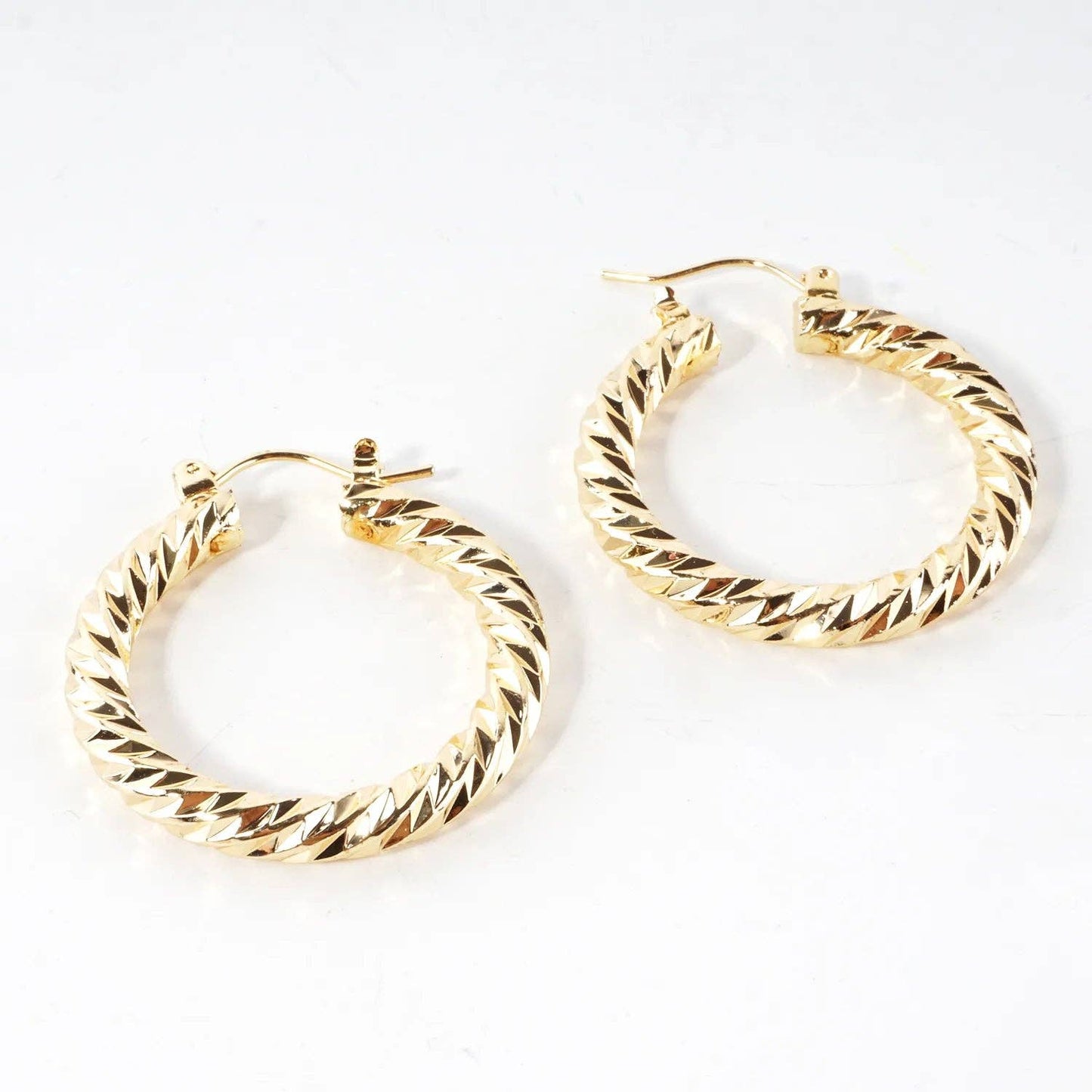 30mm Diamond Cut Textured Aluminum Hoop Earrings