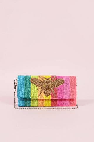 Rainbow Bee Beaded Clutch