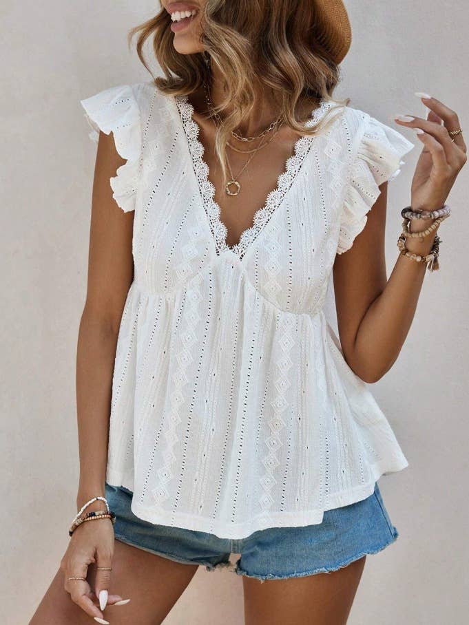Coastal Grace Eyelet Top