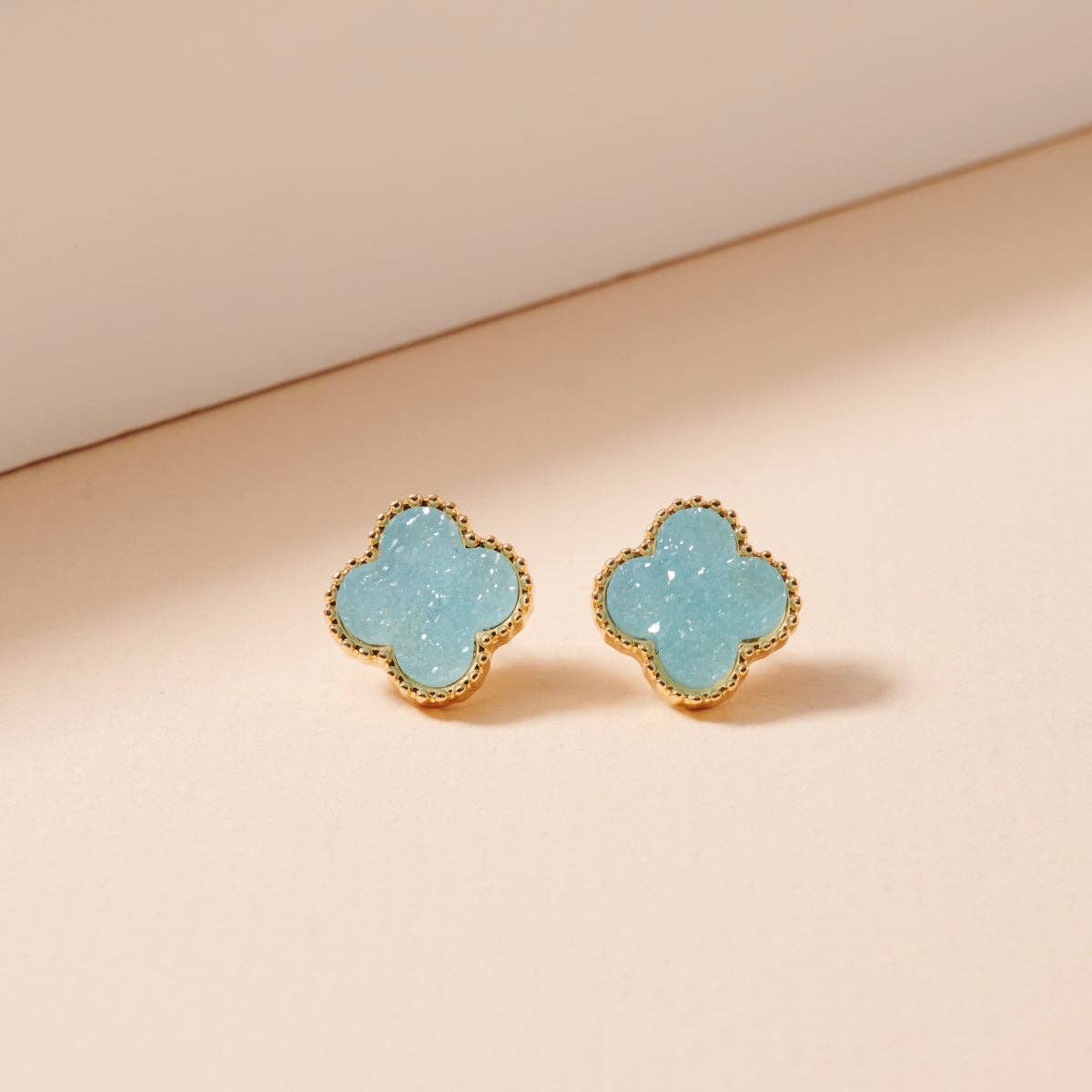 Mini Druzy Clover Stud Earrings