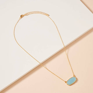 Druzy Stone Charm Short Necklace