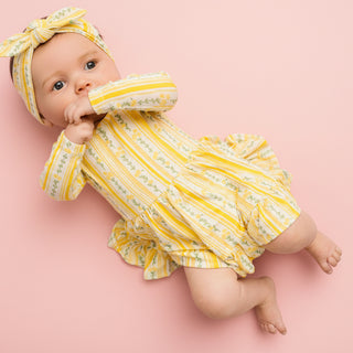 Sunny Meadow Stripe Long Sleeve Bodysuit Bamboo Dress