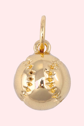 Golden Baseball Charm in Shiny Gold