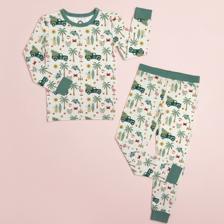 Coastal Christmas Holiday Bamboo Kids Pajamas Sleep Set