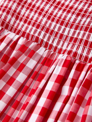 Mommy & Me Mini Dress – Red Plaid Smocked Dress