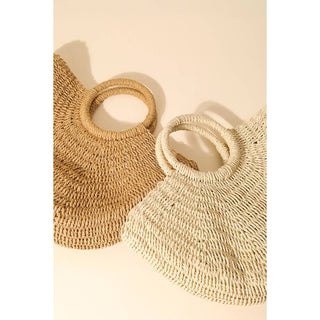 Half Moon Straw Tote Bag