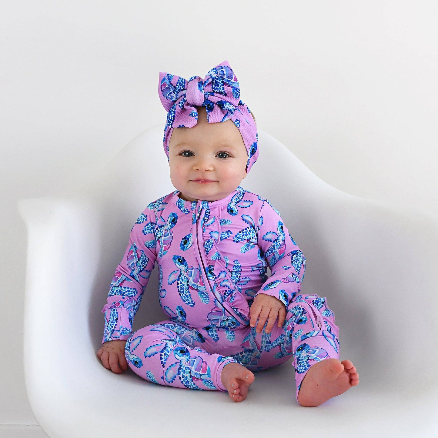Waverly Sea Turtles Ruffle Zip Bamboo Sleepies Little