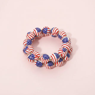 American Flag Beaded Stretch Bracelet