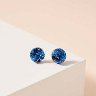 Metallic Druzy Stone Round Stud Earrings