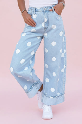 Women's Casual Polka Dot Ankle-Length Regular Jeans