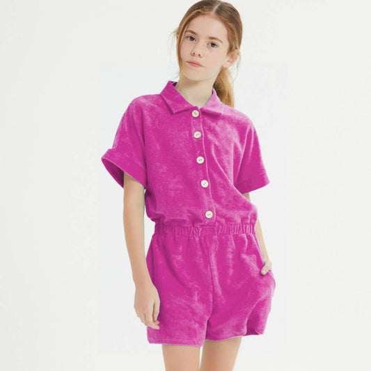 Loop Terry Collared Button Up Romper