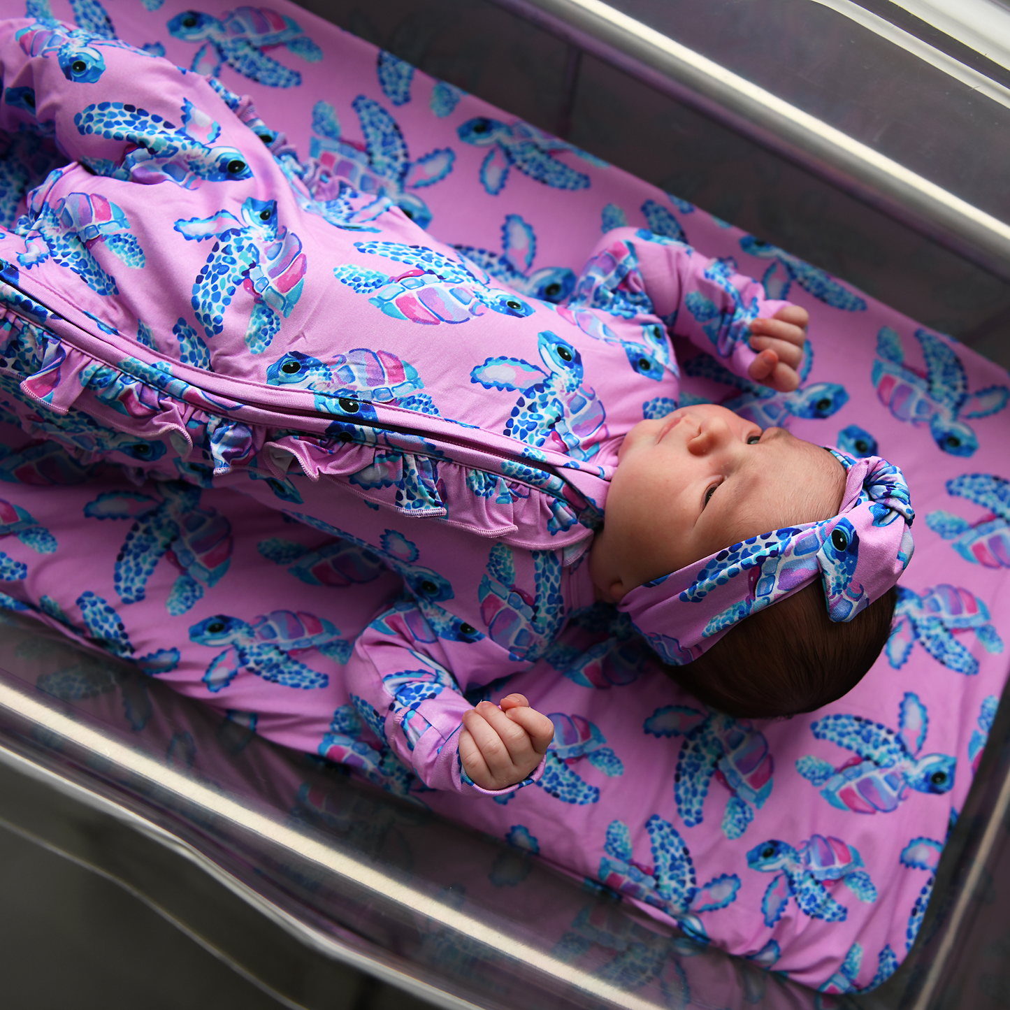 Waverly Sea Turtles Ruffle Zip Bamboo Sleepies Little