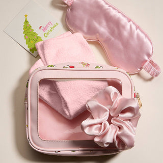 5-Piece Gift Set Cosmetic Pouch Bundle | Green Monster Pink Christmas