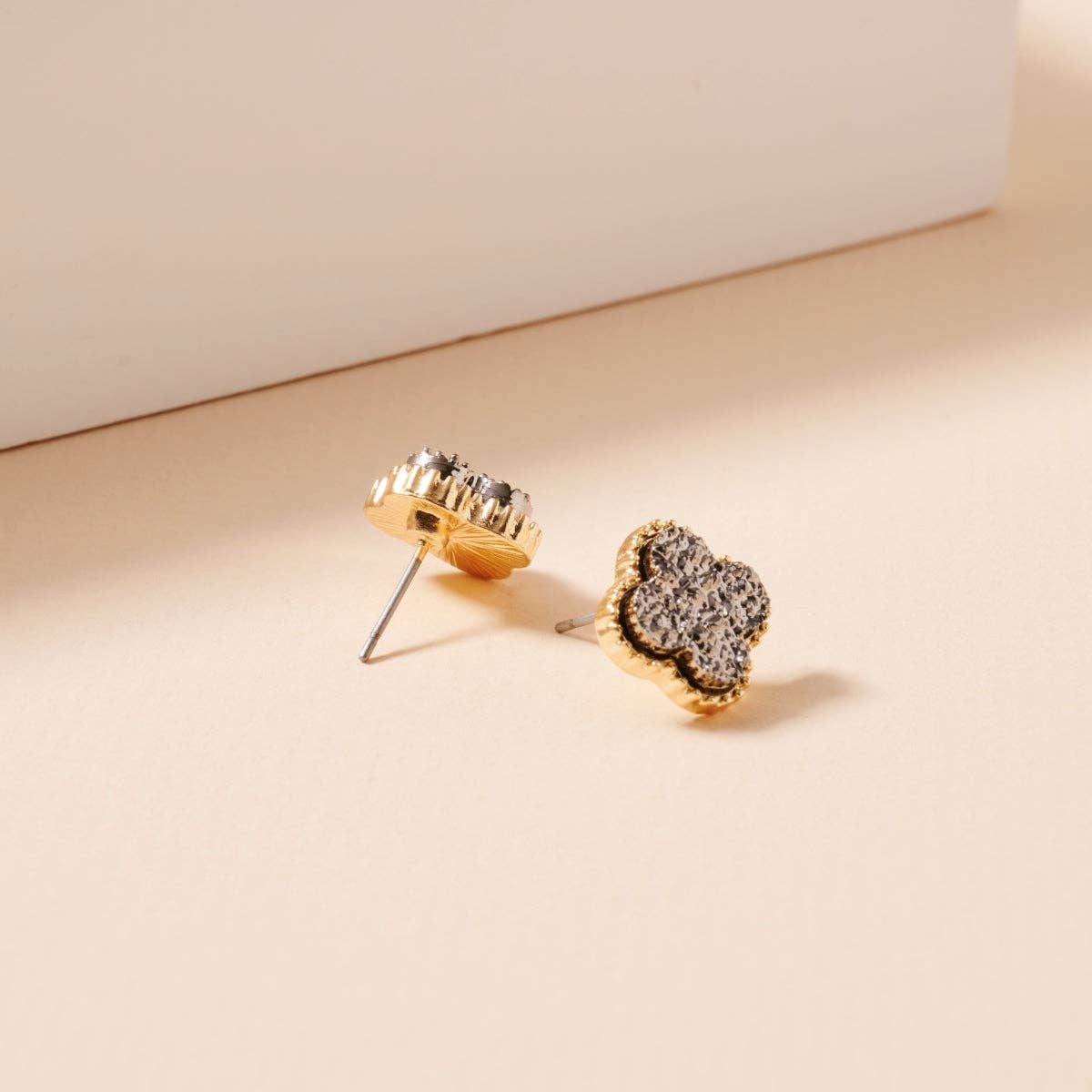 Mini Druzy Clover Stud Earrings