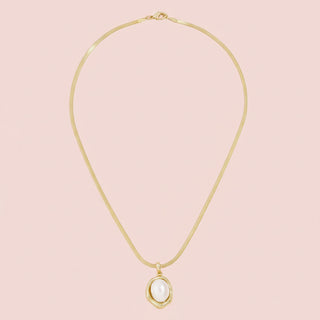 Freshwater Pearl Herringbone Chain Necklace