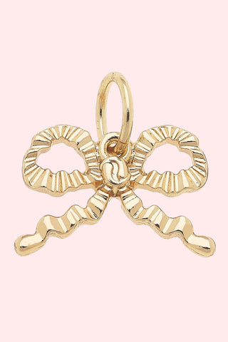 Ruffled Bow Charm in Shiny Gold