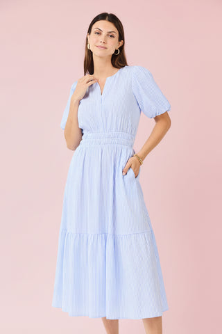 Smocked Waist Tiered Midi Dress