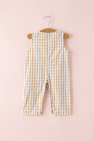 Fall Thanksgiving Apricot Plaid Smocked Baby Boys Romper