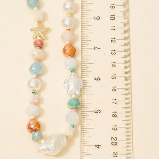Pearl And Starfish Mixed Beaded Necklace