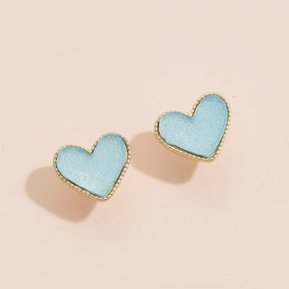 Heart Druzy Stone Stud Earrings