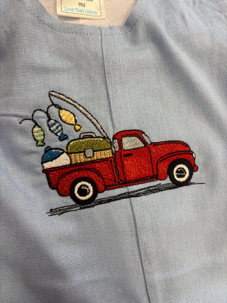 Embroidered Fishing Truck Romper