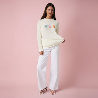 Round Neck Long Sleeve 'Sea' Graphic Sweater