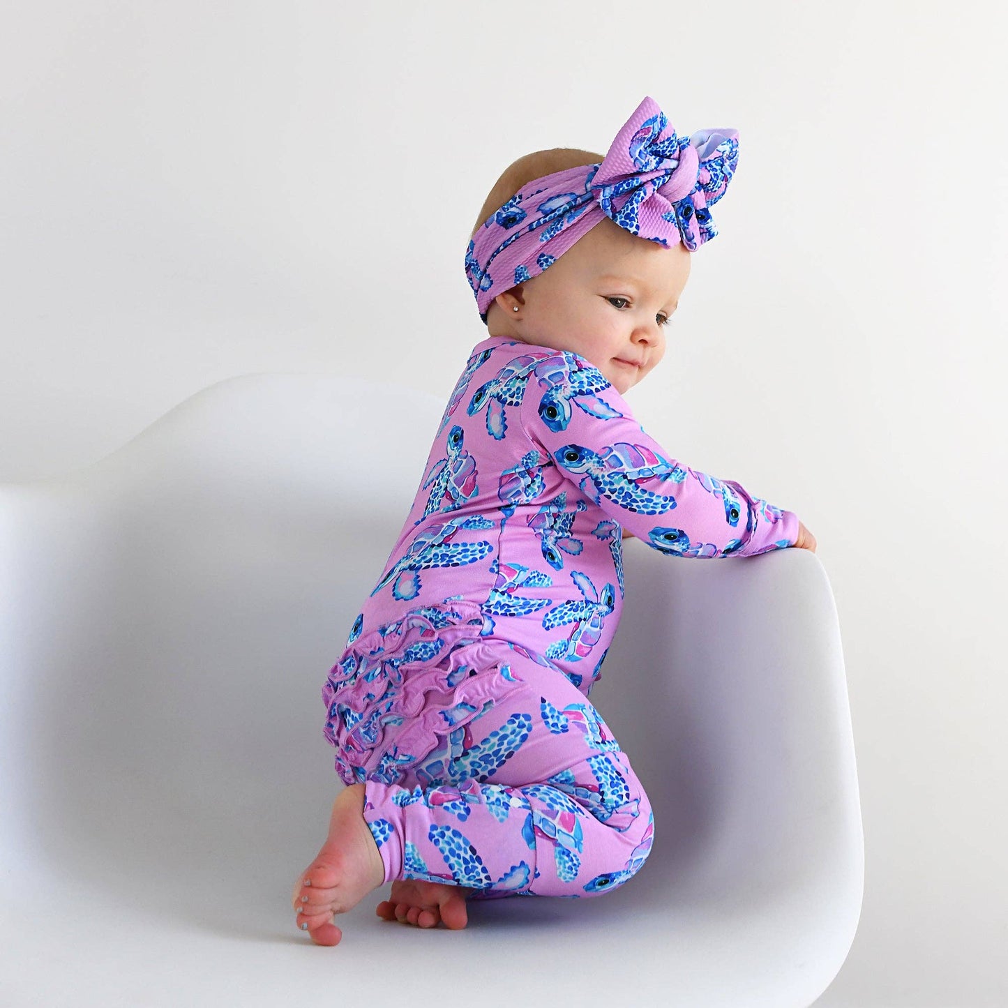 Waverly Sea Turtles Ruffle Zip Bamboo Sleepies Little