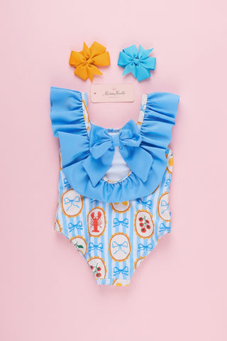Girls’ Lobster & Lemon Ruffle One-Piece Swimsuit