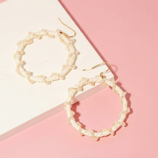 Raffia And Bead Wrap Hoop Drop Earrings