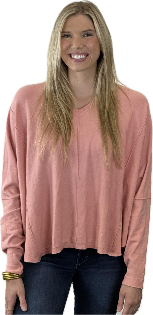 V-Neck Peach Sweater