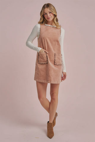 Women's Sleeveless Mineral Washed Fall Corduroy Mini Dress