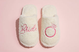 Elegant Bride Fuzzy Wedding Slippers