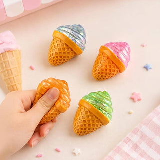 Glitter Ice Cream Cone Squishy Sensory Fidget Toy
