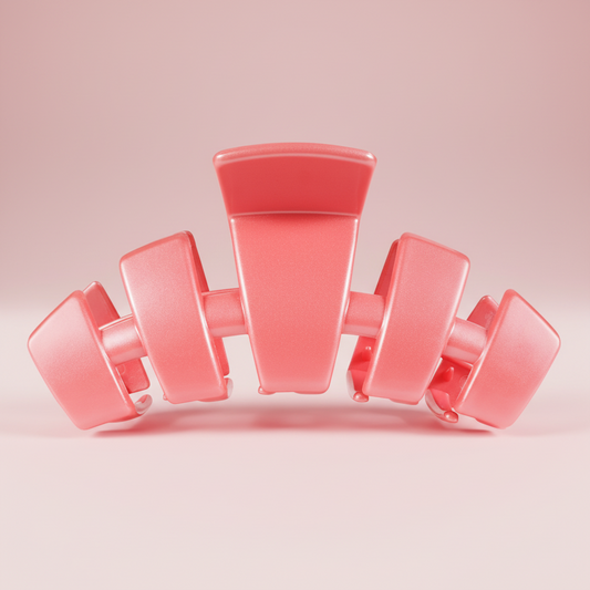 Pink hair clip on a pink background
