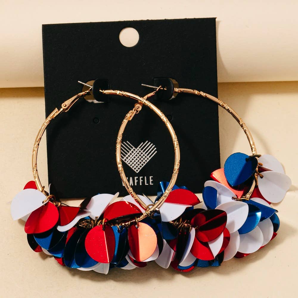 Patriotic Sequin Hoop Earrings